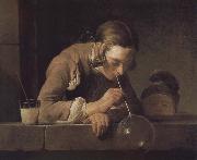 Jean Baptiste Simeon Chardin Blowing bubbles juvenile painting